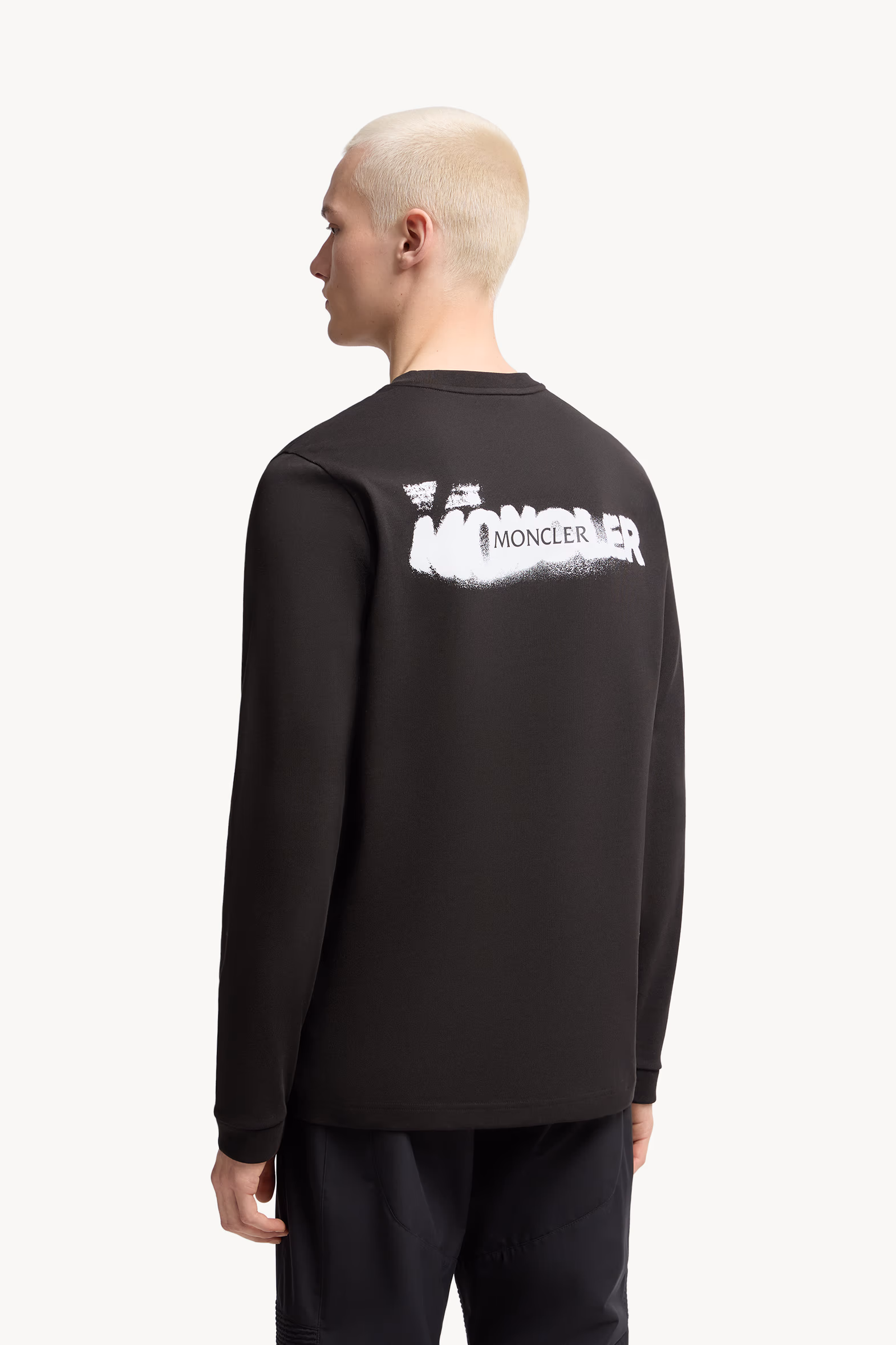 Graphic Logo Long Sleeve Cotton T-Shirt Men Black Moncler 5